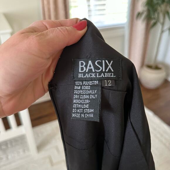 BASIX Black Label V-Neck Fit Flare Tulle Gown Black Silver - Picture 12 of 12